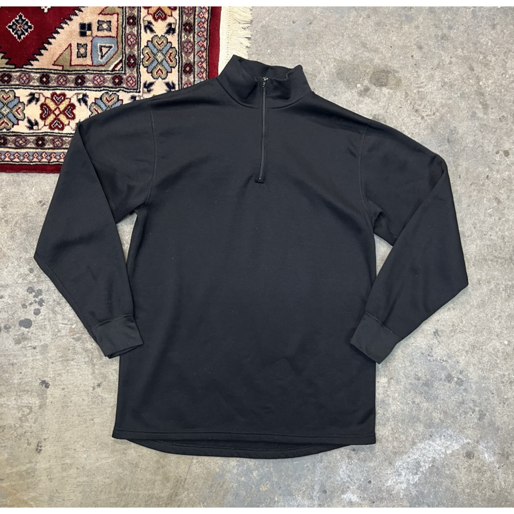 Vintage REI Quarter Zip Fleece Jacket 1/4 Zip Men's Large Black Made in USA Rare